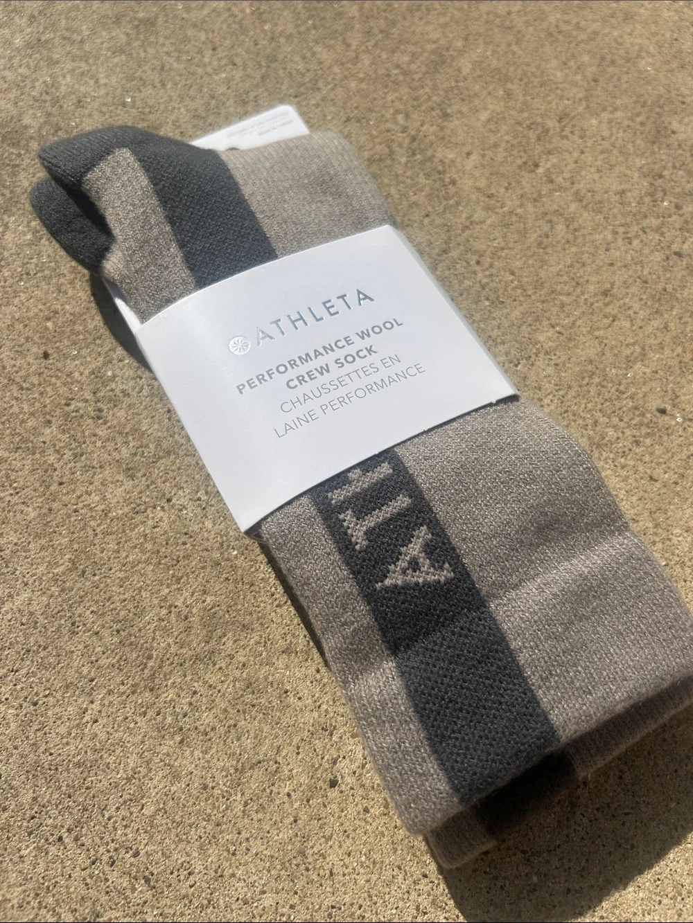 Athleta Performance Wool Crew Socks Women’s Size S/M Taupe and Brown New!
